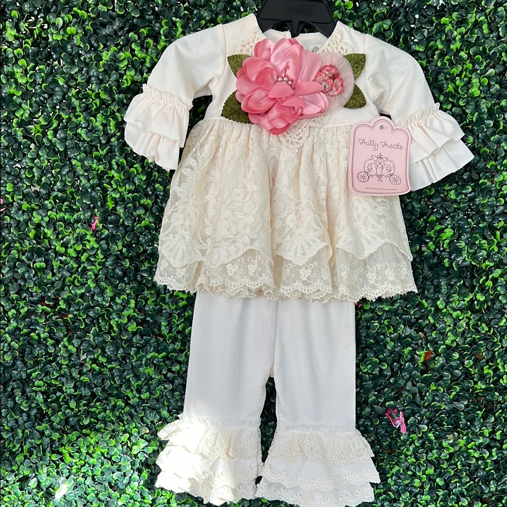Frilly Frocks Cream Lace Baby Dress